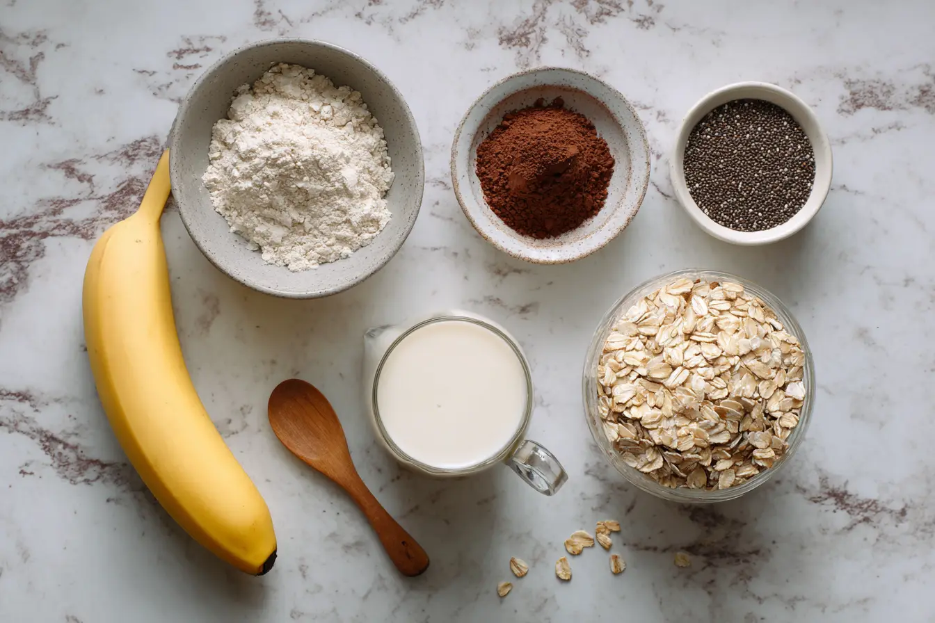 overnight-oats-ingredients-flatlay.webp Ingredients for chocolate banana overnight oats
